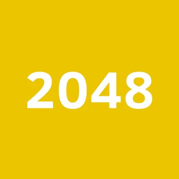 White 2048 numerals on a golden yellow square