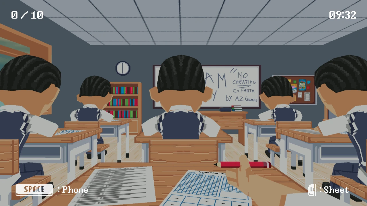 Cheat or Repeat Day One classroom with the teacher, exam timer and phone control