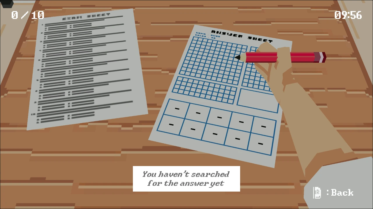 Cheat or Repeat answer sheet showing ten empty answer boxes and the search reminder