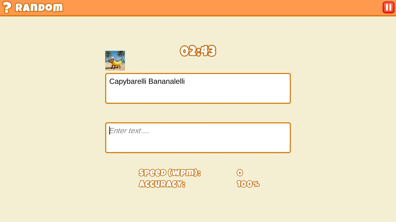 Fun Typing IO practice prompt with countdown and blank answer field